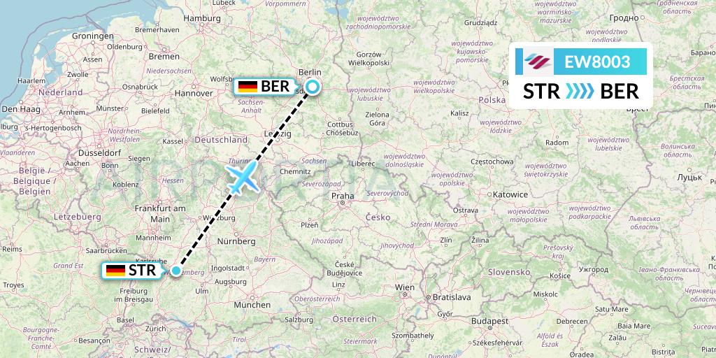 EW8003 Eurowings Flight Map: Stuttgart to Berlin