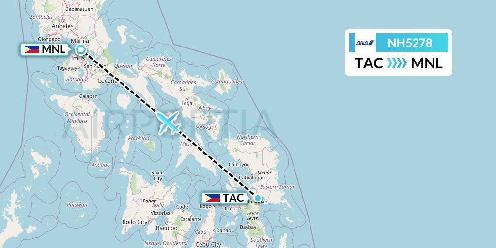 NH5278 All Nippon Airways Flight Map: Tacloban to Manila