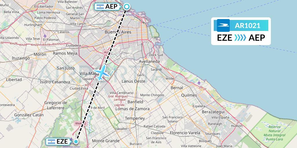 AR1021 Aerolineas Argentinas Flight Map: Buenos Aires to Buenos Aires