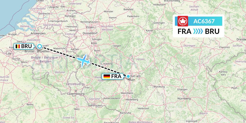 AC6367 Air Canada Flight Map: Frankfurt to Brussels