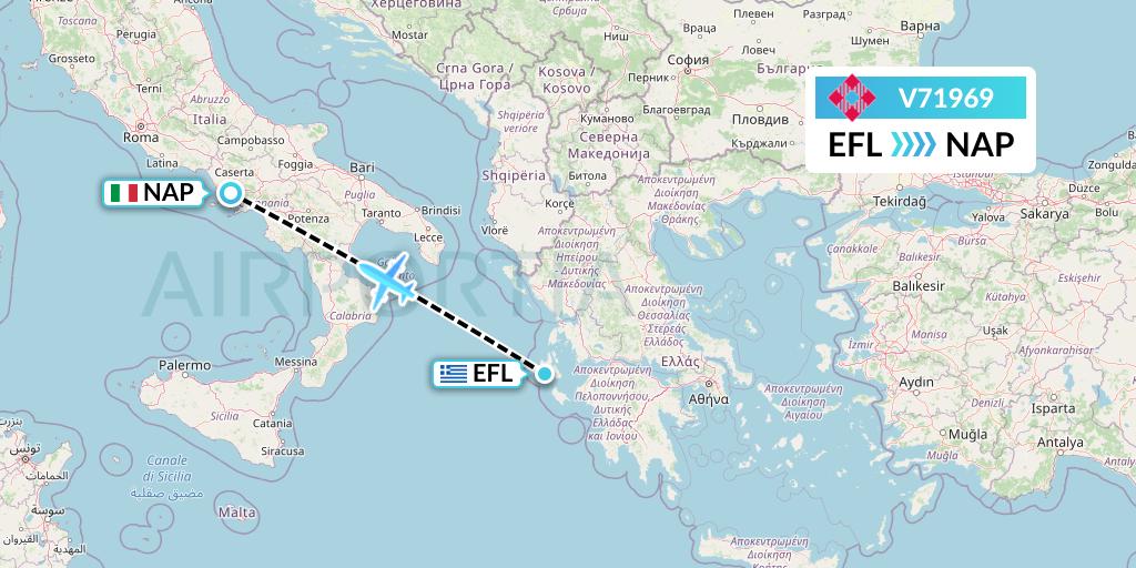 V71969 Volotea Flight Map: Kefalonia to Naples