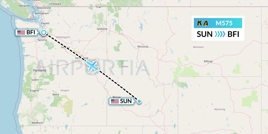 M575 Kenmore Air Flight Map: Hailey to Seattle