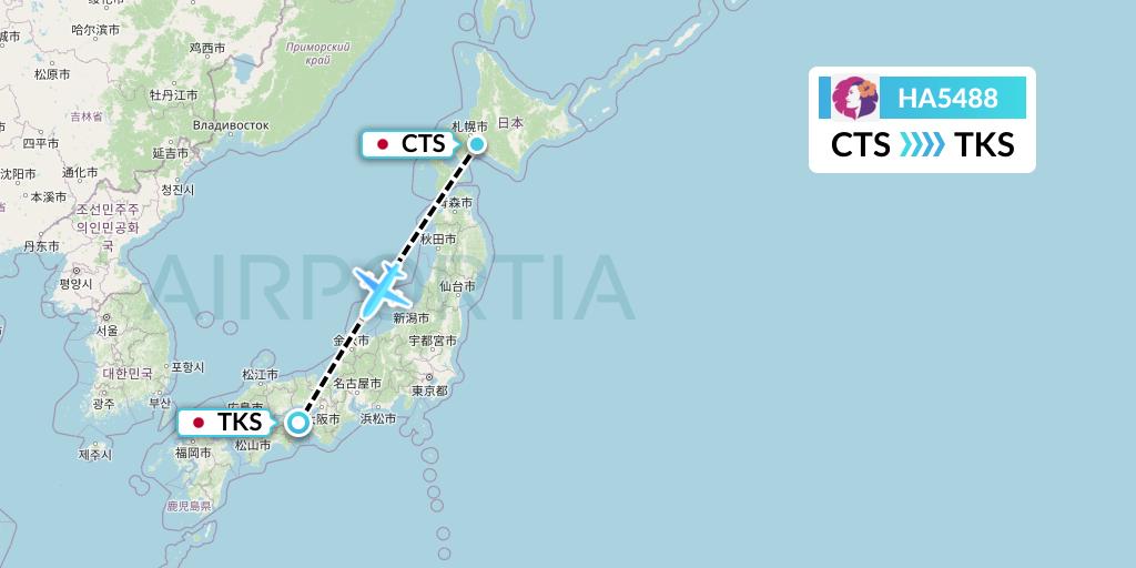 HA5488 Hawaiian Airlines Flight Map: Sapporo to Tokushima