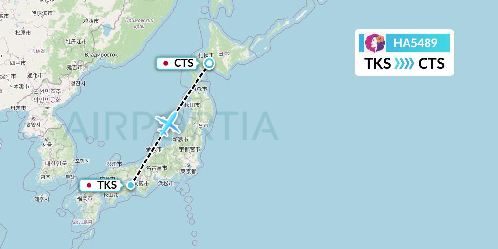HA5489 Hawaiian Airlines Flight Map: Tokushima to Sapporo