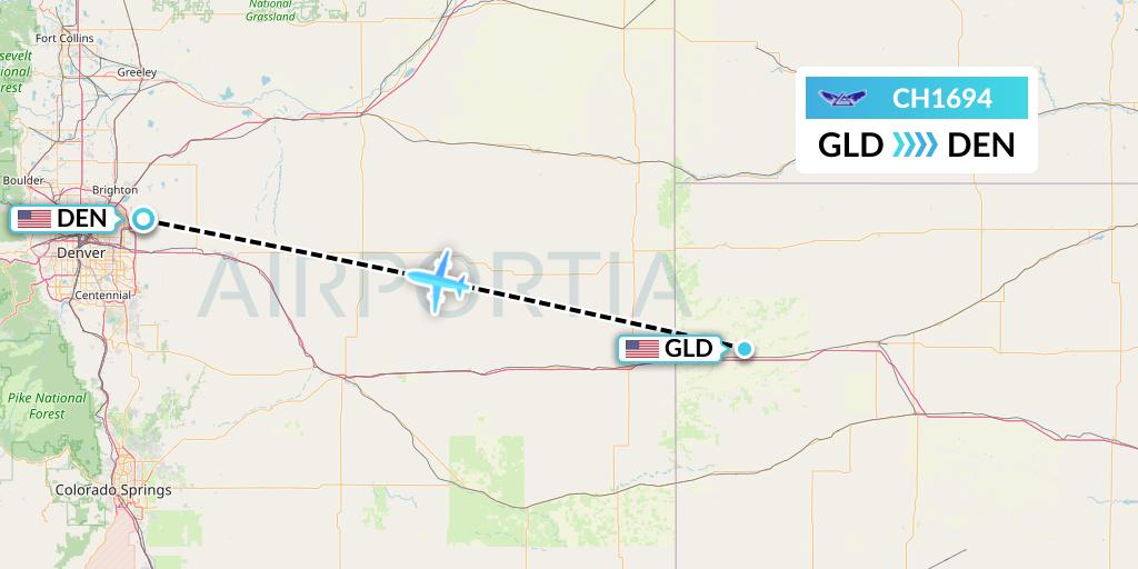 CH1694 Bemidji Airlines Flight Map: Goodland to Denver