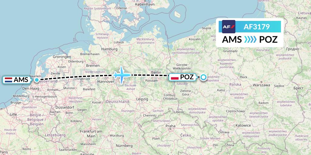 AF3179 Air France Flight Map: Amsterdam to Poznan