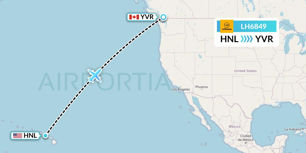 LH6849 Lufthansa Flight Map: Honolulu to Vancouver