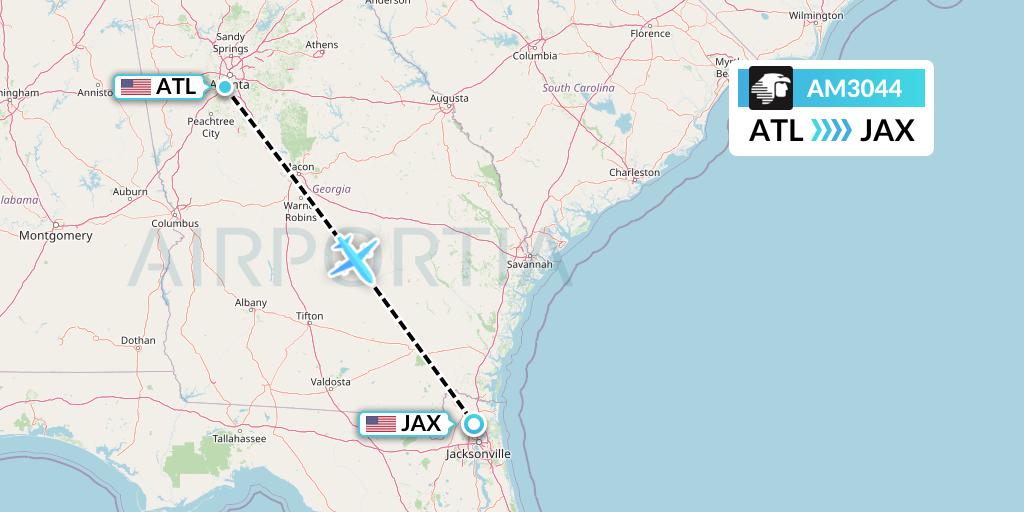 AM3044 Aeromexico Flight Map: Atlanta to Jacksonville