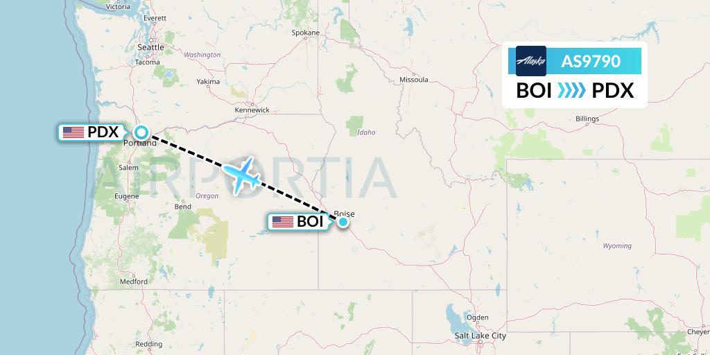 AS9790 Alaska Airlines Flight Map: Boise to Portland
