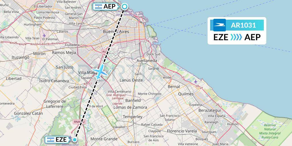 AR1031 Aerolineas Argentinas Flight Map: Buenos Aires to Buenos Aires