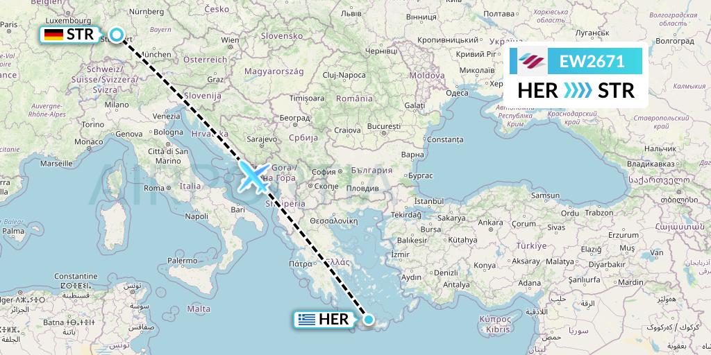 EW2671 Eurowings Flight Map: Heraklion to Stuttgart