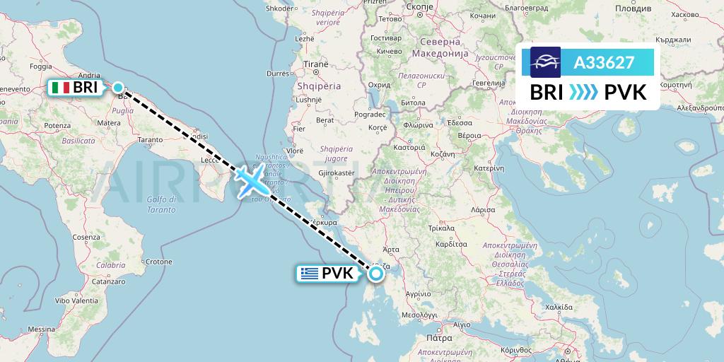A33627 Aegean Airlines Flight Map: Bari to Preveza