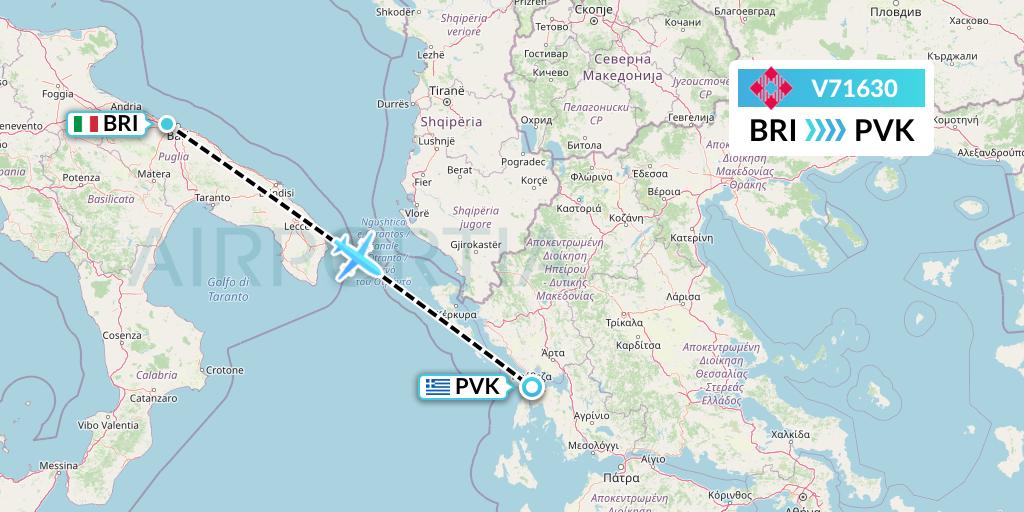 V71630 Volotea Flight Map: Bari to Preveza