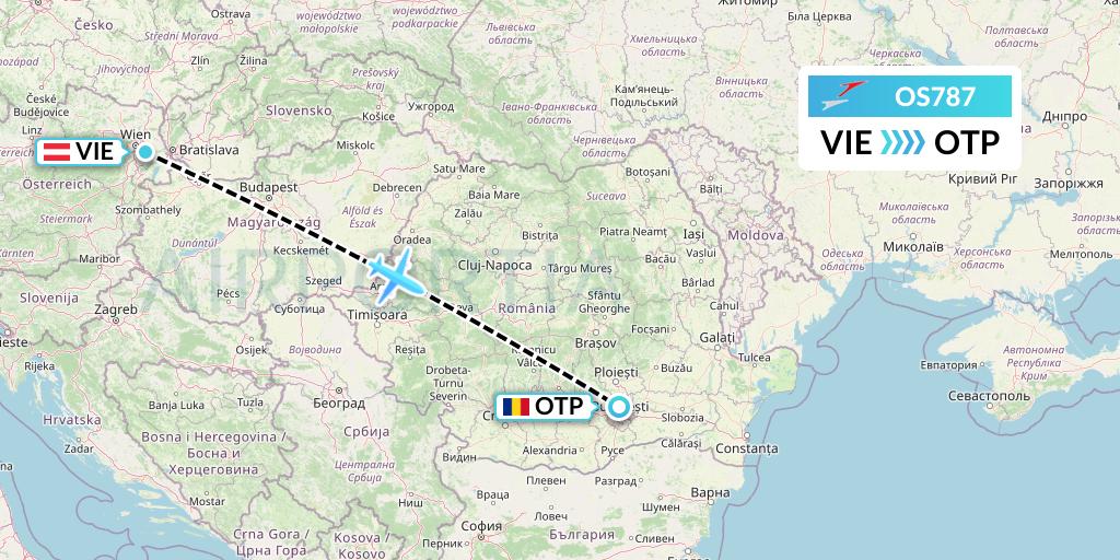OS787 Austrian Airlines Flight Map: Vienna to Bucharest