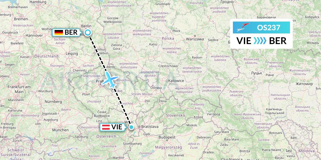 OS237 Austrian Airlines Flight Map: Vienna to Berlin