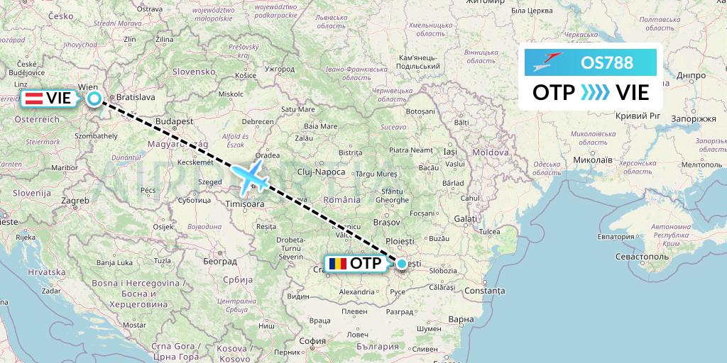 OS788 Austrian Airlines Flight Map: Bucharest to Vienna