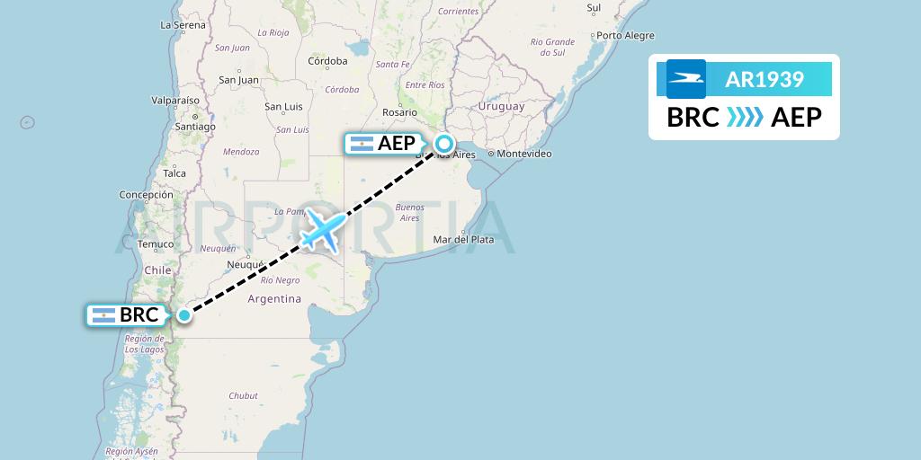 AR1939 Aerolineas Argentinas Flight Map: San Carlos de Bariloche to Buenos Aires