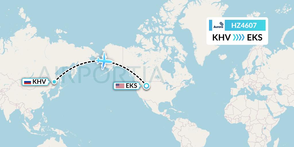 HZ4607 Aurora Flight Map: Khabarovsk to Ennis
