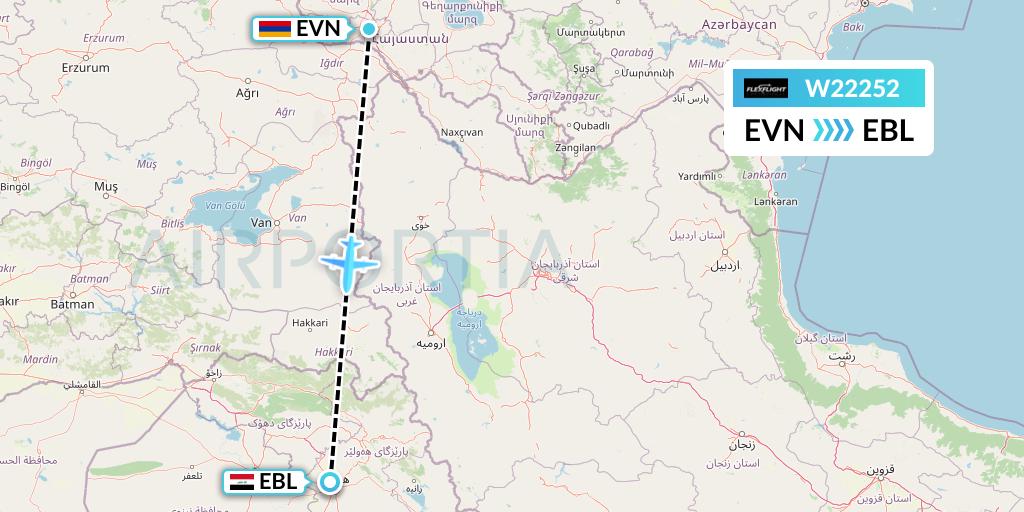 W22252 Flex Flight Flight Map: Yerevan to Arbil