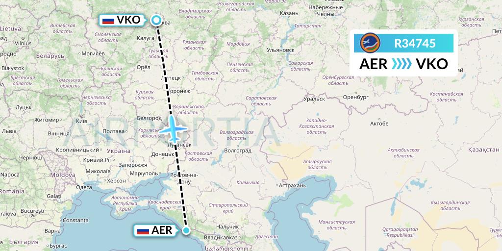 R34745 Yakutia Airlines Flight Map: Sochi to Moscow