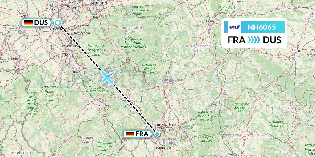 NH6065 All Nippon Airways Flight Map: Frankfurt to Dusseldorf