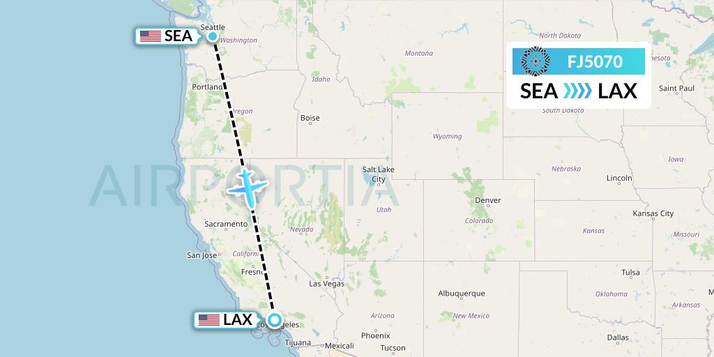 FJ5070 Fiji Airways Flight Map: Seattle to Los Angeles