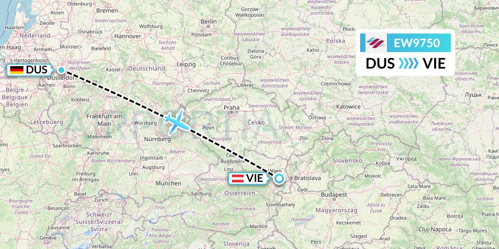 EW9750 Eurowings Flight Map: Dusseldorf to Vienna