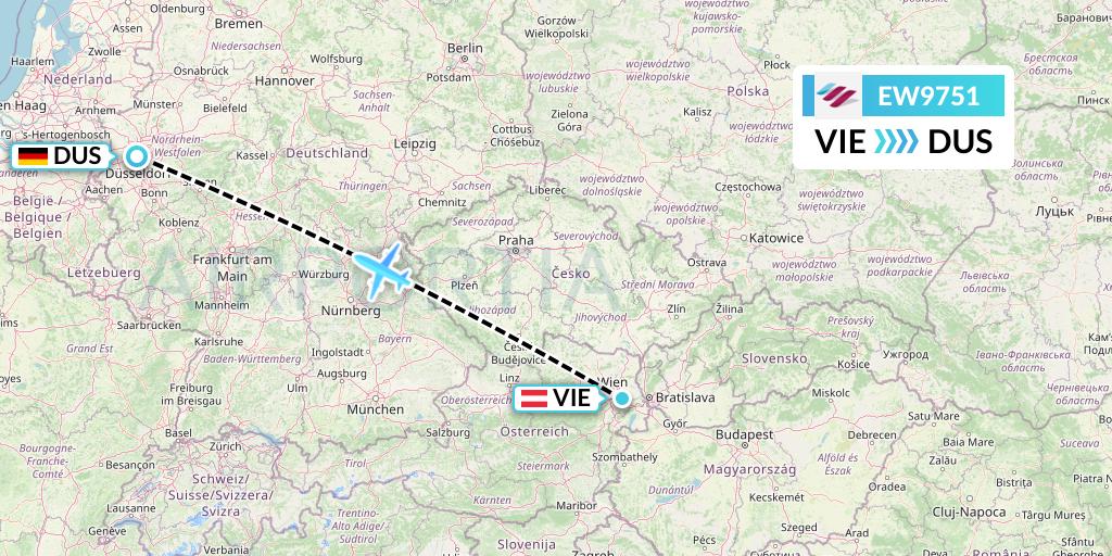 EW9751 Eurowings Flight Map: Vienna to Dusseldorf