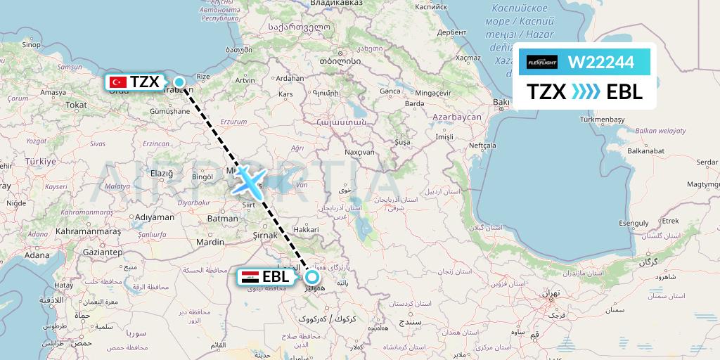 W22244 Flex Flight Flight Map: Trabzon to Arbil