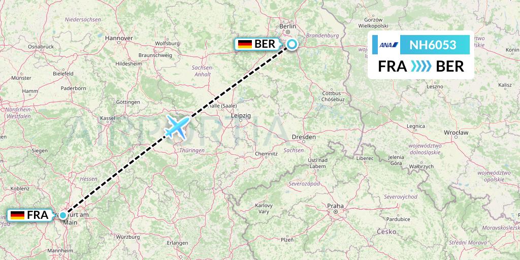 NH6053 All Nippon Airways Flight Map: Frankfurt to Berlin