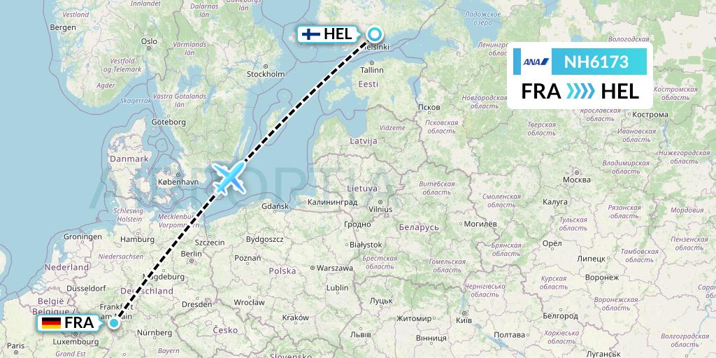 NH6173 All Nippon Airways Flight Map: Frankfurt to Helsinki