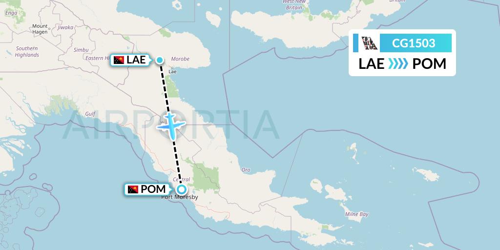 CG1503 Airlines PNG Flight Map: Lae to Port Moresby