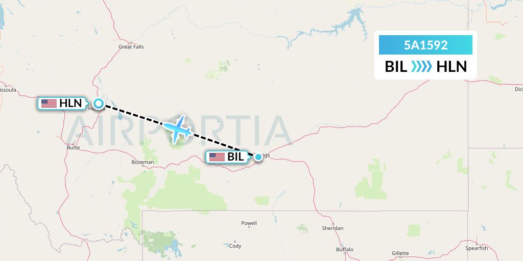 5A1592 Alpine Air Express Flight Map: Billings to Helena