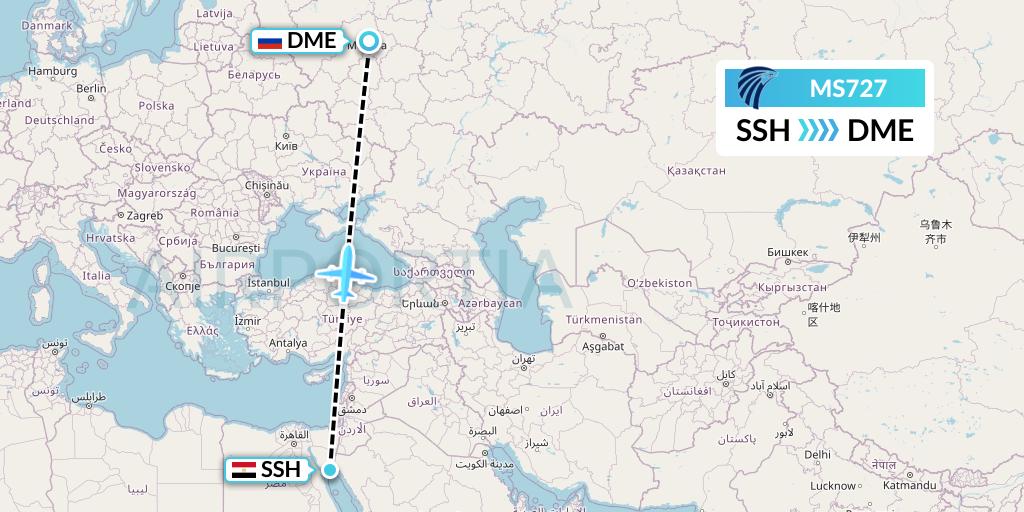 MS727 EgyptAir Flight Map: Sharm el-Sheikh to Moscow