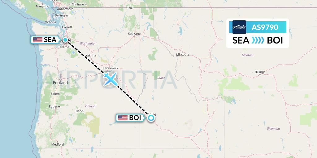AS9790 Alaska Airlines Flight Map: Seattle to Boise