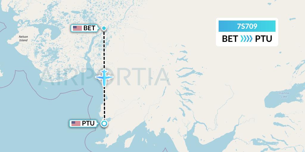 7S709 Ryan Air (USA) Flight Map: Bethel to Platinum