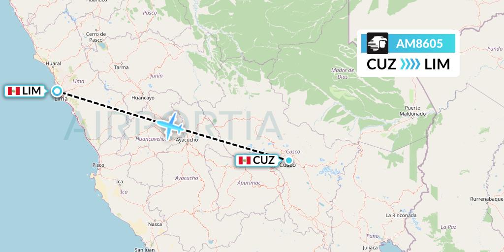 AM8605 Aeromexico Flight Map: Cusco to Lima