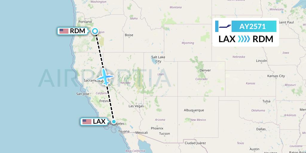 AY2571 Finnair Flight Map: Los Angeles to Redmond
