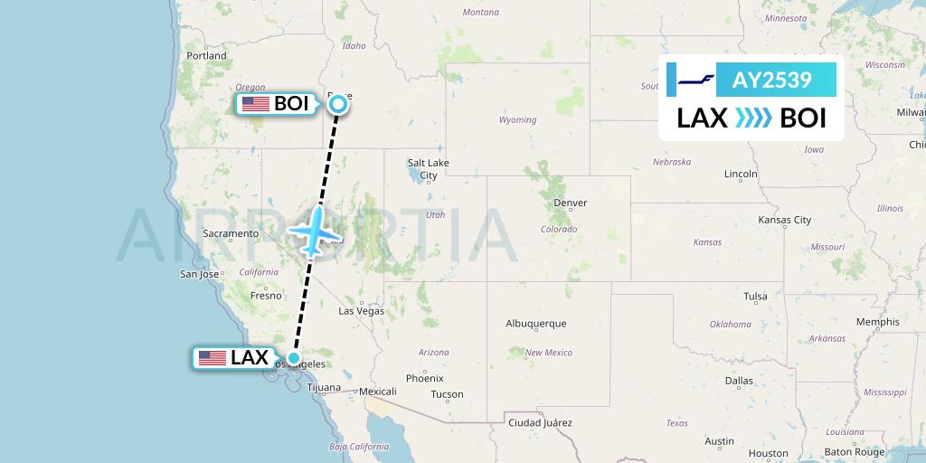 AY2539 Finnair Flight Map: Los Angeles to Boise
