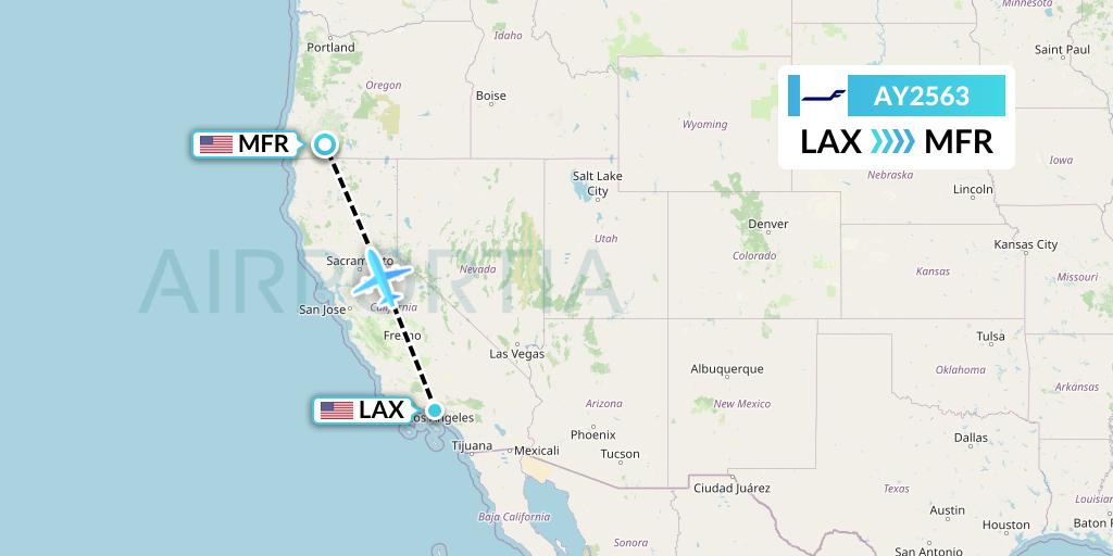AY2563 Finnair Flight Map: Los Angeles to Medford