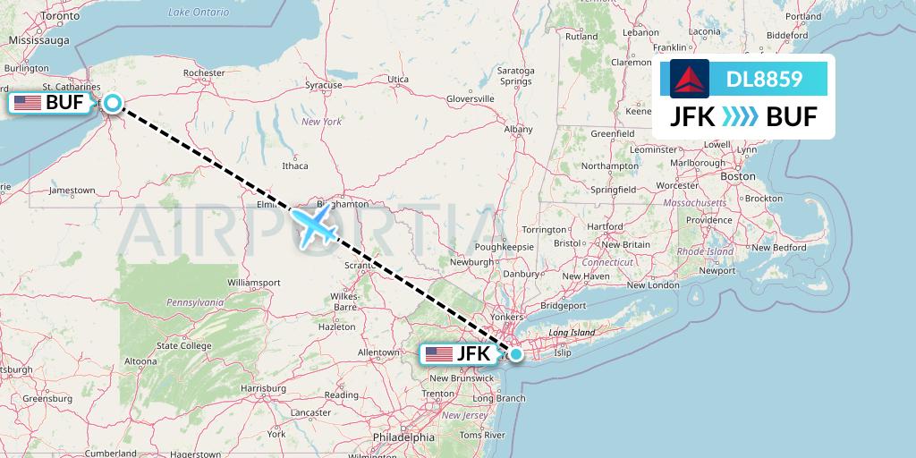 DL8859 Delta Air Lines Flight Map: New York to Buffalo
