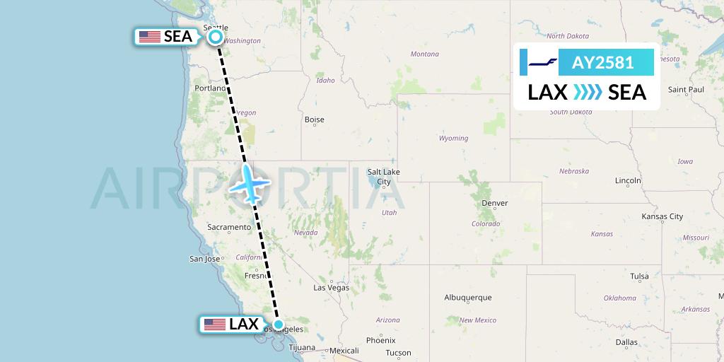 AY2581 Finnair Flight Map: Los Angeles to Seattle
