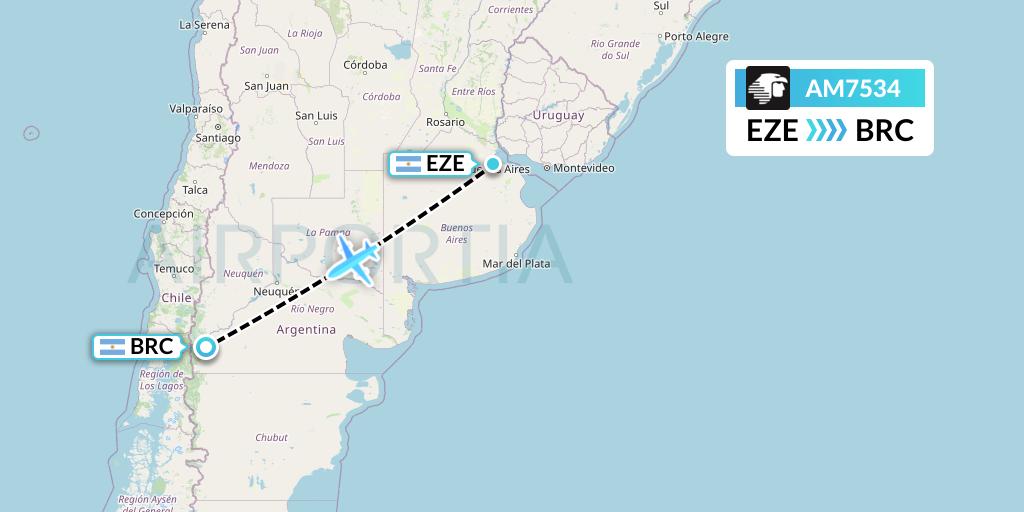 AM7534 Aeromexico Flight Map: Buenos Aires to San Carlos de Bariloche