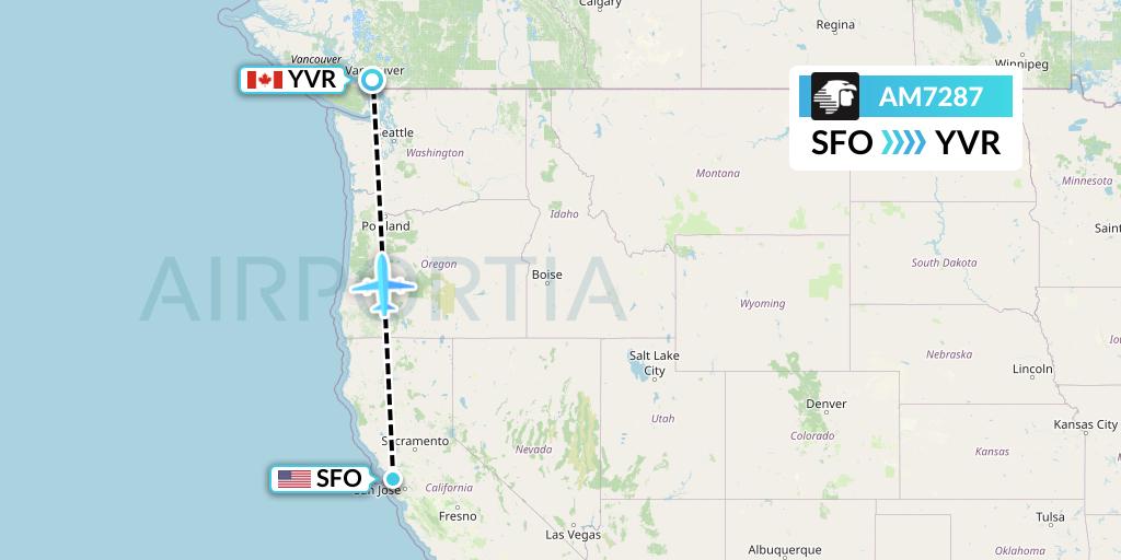 AM7287 Aeromexico Flight Map: San Francisco to Vancouver