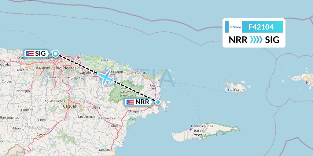 F42104 Air Flamenco Flight Map: Ceiba to San Juan