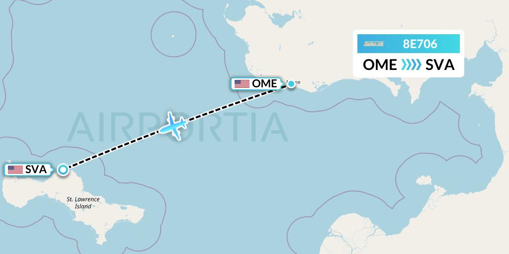 8E706 Bering Air Flight Map: Nome to Savoonga