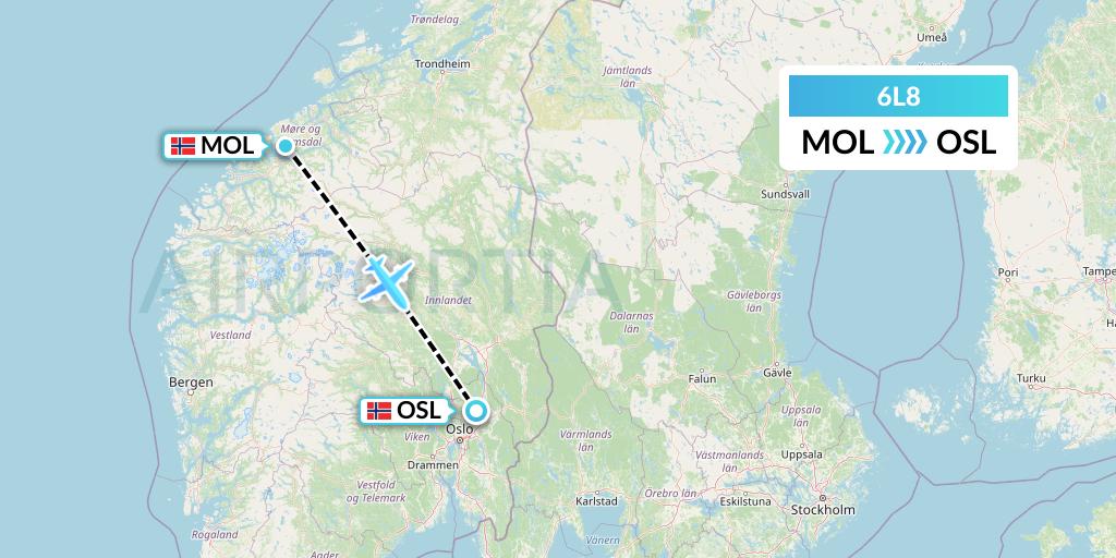 6L8 Aklak Air Flight Map: Molde to Oslo