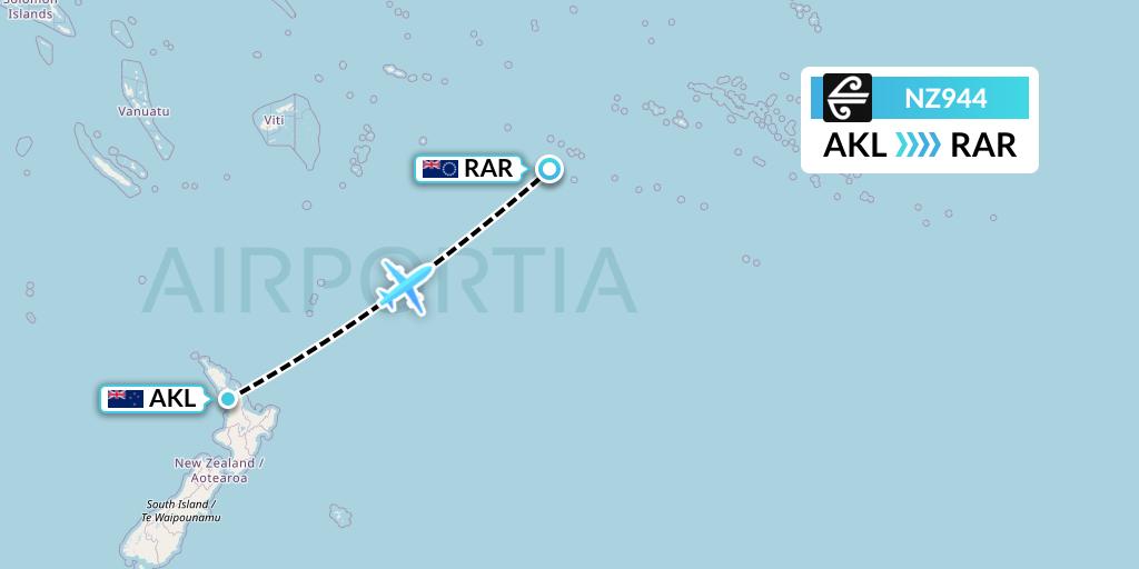 NZ944 Air New Zealand Flight Map: Auckland to Avarua