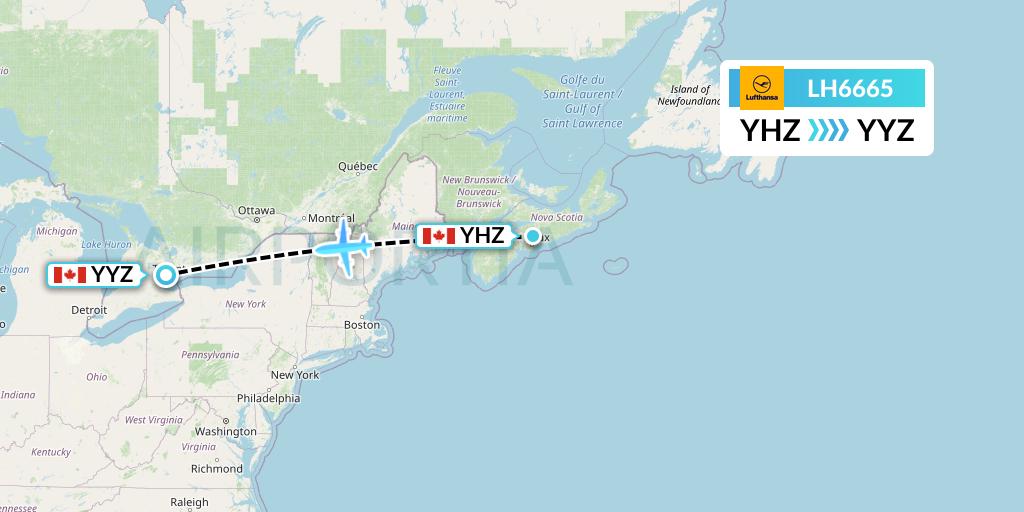 LH6665 Lufthansa Flight Map: Halifax to Toronto