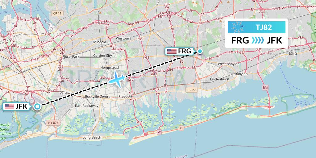 TJ82 Tradewind Aviation Flight Map: Farmingdale to New York